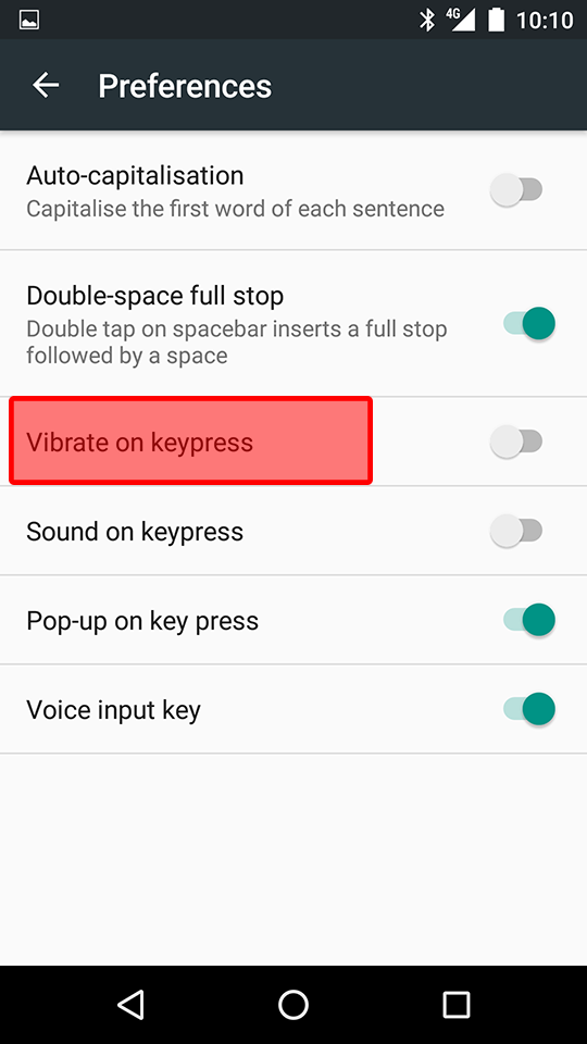 Vibrate on keypress
